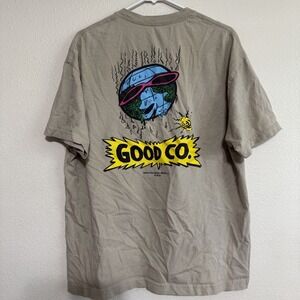 The Good Company Earth Sunglasses T-Shirt Men XL Beige Graphic Crew Short Sleeve